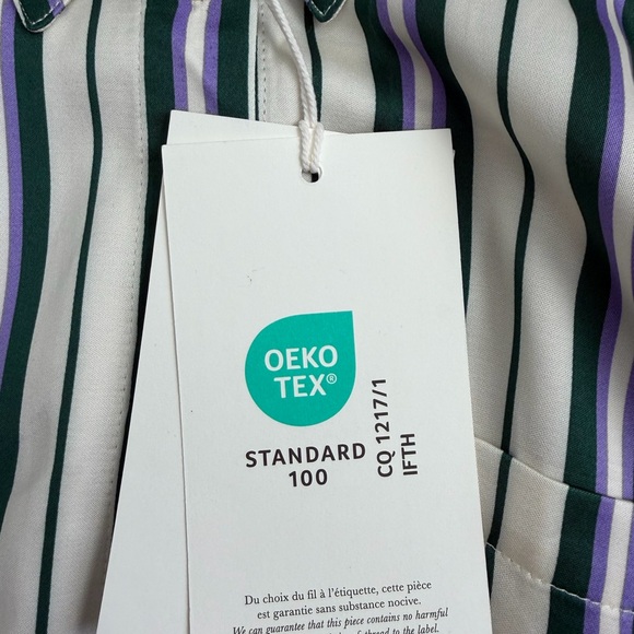 Sezane NWT Max Striped Shirt Green Purple Relaxed Fit Women's Size 34 US Size 2 - Picture 6 of 12